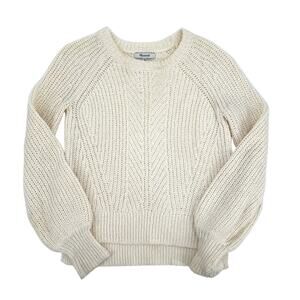 Madewell Balloon-Sleeve Pullover Sweater in ivory Size XXS